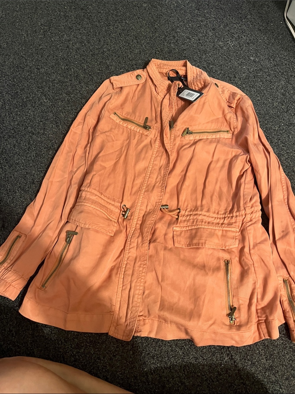 Max Jeans Coral Utility Jacket with Gold Hardware